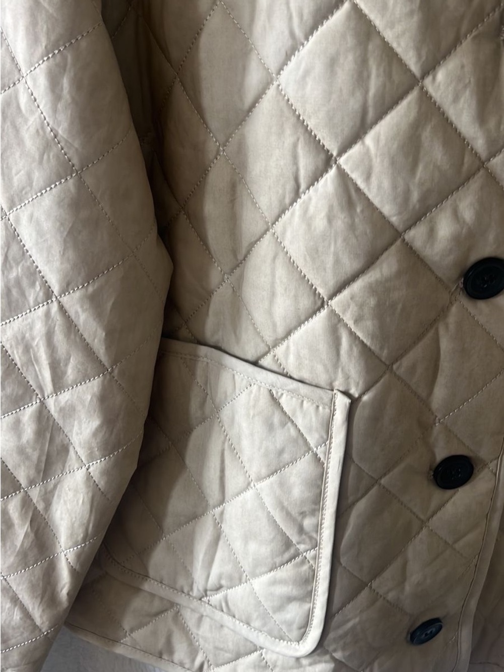 Bagatelle Quilted cotton Ruffle-Collar Jacket in Beige NWT size L - Picture 4 of 12